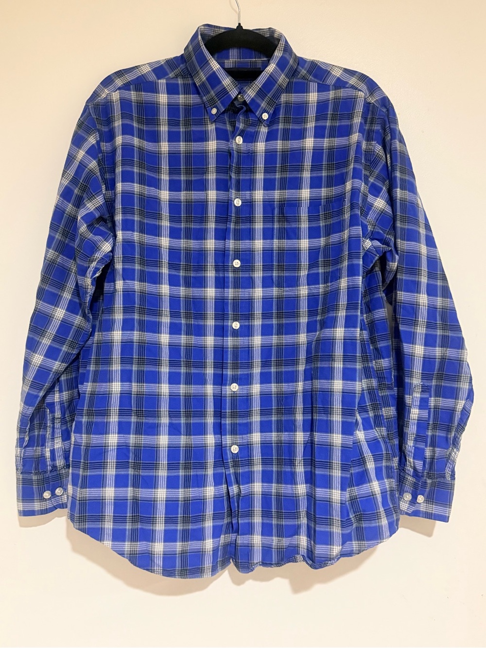 Roundtree & Yorke Blue Plaid Button-Down Shirt